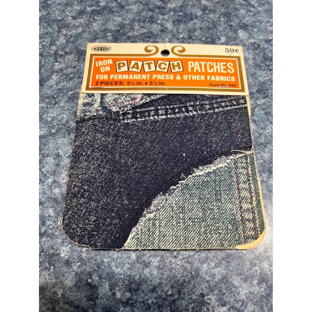 Vintage Penn Iron On Denim Patches 2 Pieces Style 448 Made in USA Blue Denim
